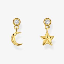 THOMAS SABO Gold Plated Moon & Star Earrings H2293-414-14