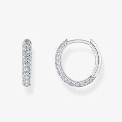 THOMAS SABO Sterling Silver 13.5mm Zirconica Hoop Earrings CR730-051-14