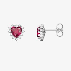 THOMAS SABO Romance Silver Ruby & Cubic Zirconia Heart Stud Earrings H2315-013-10