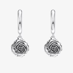THOMAS SABO Midnight Rose Silver Rose Hoop Dropper Earrings CR757-637-21