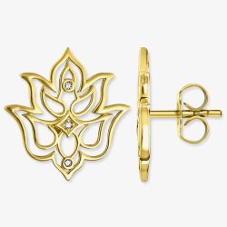 THOMAS SABO Ladies Gold Plated Diamond Lotus Flower Ornamentation Earrings D_H0007-924-39