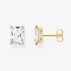 THOMAS SABO Gold Plated White Stone Stud Earrings H2201-414-14