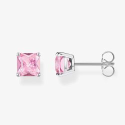 THOMAS SABO Silver & Pink Princess Cut Cubic Zirconia Stud Earrings H2174-051-9