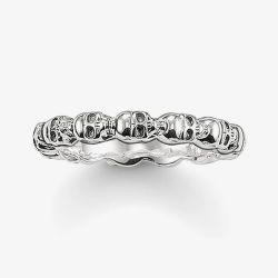 THOMAS SABO Silver Narrow Skull Band Ring TR1922-001-12