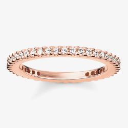 THOMAS SABO Rose Gold Plated Small Clear Cubic Zirconia Narrow Eternity Ring TR1980-416-14