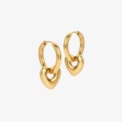 Ava & Sky 14ct Yellow Gold Plated Bubble Heart Dangle Hoop Earrings ASE0021