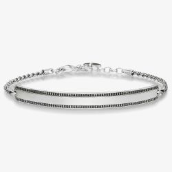 THOMAS SABO Silver Oxidised Synthetic Grey Hematite Bracelet LBA0010-808-5
