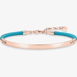 THOMAS SABO Rose Gold Plated Love Bridge Blue Bracelet LBA0033-597-31