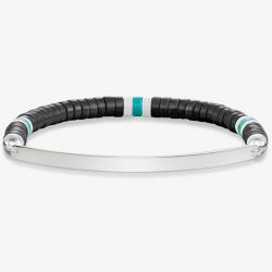 THOMAS SABO Silver Love Bridge Black Obsidian Bead Bracelet LBA0092-885-11