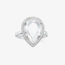 THOMAS SABO Silver Pear Shape Milky Quartz Cubic Zirconia Ring TR2043-690-14