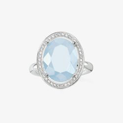 THOMAS SABO Silver Aqua Clear Cubic Zirconia Oval Ring TR2044-694-31