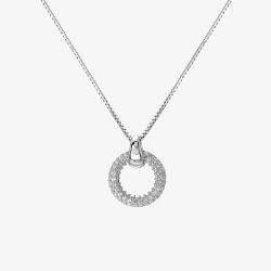 Hot Diamonds Forever Silver Topaz Cluster Circle Diamond Pendant Necklace DP901