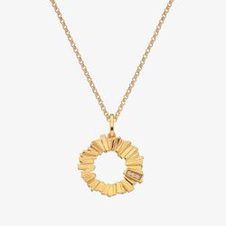 Hot Diamonds Believe 18ct Gold Plated Diamond Small Open Circle Pendant Necklace DP841