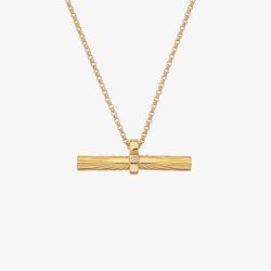 Hot Diamonds Hope 18ct Gold Plated Diamond Bar Pendant Necklace DP848