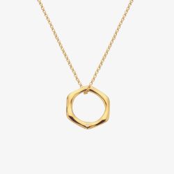 Hot Diamonds Fluid 18ct Gold Plated Diamond Hexagon Pendant Necklace DP904