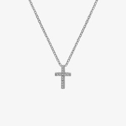 Hot Diamonds Striking Cross White Topaz Pendant Necklace DP696