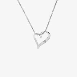 Hot Diamonds Silver Delicate Pointed Twist Heart Pendant Necklace DP1086