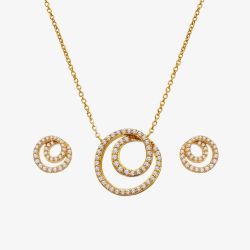 Hot Diamonds Golden Edit White Topaz Shimmer Circle Jewellery Set SS156