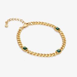 Hot Diamonds Golden Edit Revive Malachite Chain Bracelet DL712