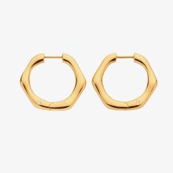 Hot Diamonds Fluid 18ct Gold Plated Diamond Hexagon Hoop Earrings DE726