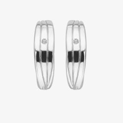 Hot Diamonds Sterling Silver Diamond Trio Huggie Hoop Earrings DE840