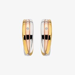 Hot Diamonds Sterling Silver Three Colour Diamond Trio Huggie Hoop Earrings DE841