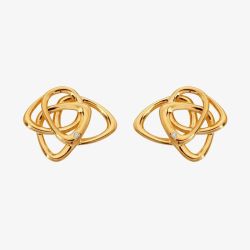 Hot Diamonds X Golden Edit Endless Gold Plated Diamond Interlocked Stud Earrings DE843