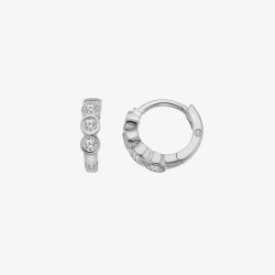 Hot Diamonds Tender Sterling Silver White Topaz Huggie Hoop Earrings DE871