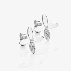 Hot Diamonds Silver Eden White Topaz Flower Stud Earrings DE892