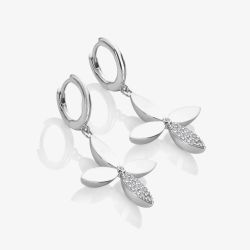 Hot Diamonds Silver Eden White Topaz Flower Drop Earrings DE891