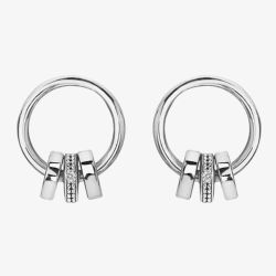 Hot Diamonds Trio Silver Barrel Earrings DE707