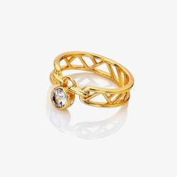 Hot Diamonds HD X GE Revolve 18ct Gold Plated Topaz Ring DR301