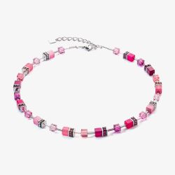 Coeur De Lion GeoCUBE Iconic Viva Magenta Pink Crystal Bead Necklace 2838/10-0422