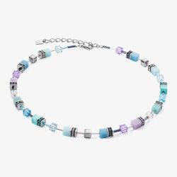 Coeur De Lion GeoCUBE Iconic Aqua Lilac Crystal Bead Necklace 2838/10-2026