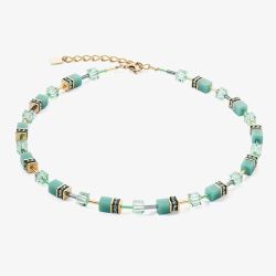 Coeur De Lion GeoCUBE Iconic Mono Gold Plated Green Crystal Necklace 4020/10-0533
