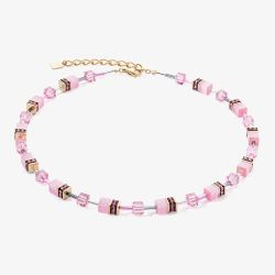 Coeur De Lion GeoCUBE Iconic Mono Pink & Gold Crystal Necklace 4020/10-1920