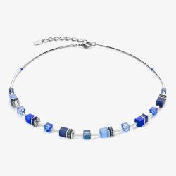 Coeur De Lion GeoCUBE Iconic Lite Blue Multi Stone Necklace 2800/10-0700