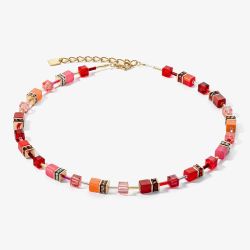 Coeur De Lion GeoCUBE Red Multi Stone Necklace 2838/10-0300