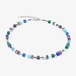 Coeur De Lion GeoCUBE Blue & Purple Multi Stone Necklace 2838/10-0608