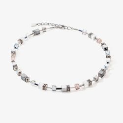 Coeur De Lion GeoCUBE Iconic Monochrome & Peach Multi Stone Necklace 4012/10-0225