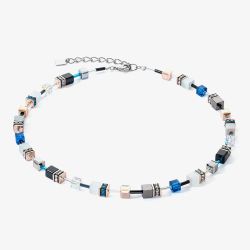Coeur De Lion GeoCUBE Iconic Capri Blue Multi Stone Necklace 4013/10-0756