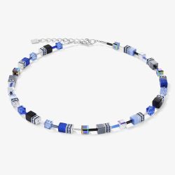 Coeur De Lion GeoCUBE Blue & Grey Multi Stone Necklace 4014/10-0712