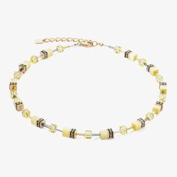 Coeur De Lion GeoCUBE Gold & Yellow Multi Stone Necklace 4020/10-0120