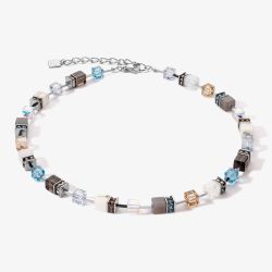 Coeur De Lion GeoCUBE Precious Aqua Beige Multistone Necklace 4505/10-2010