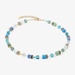Coeur De Lion GeoCUBE Iconic Precious Green & Blue Multi Stone Necklace 4905/10-0506
