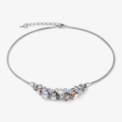 Coeur De Lion GeoCUBE Silver Rose Gold Cluster Necklace 5037/10-1723