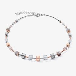Coeur De Lion GeoCUBE Two Tone Agate Crystal Necklace 5061/10-1631