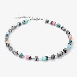 Coeur De Lion GeoCUBE Candy Aqua Pink Multistone Necklace 5090/10-1919