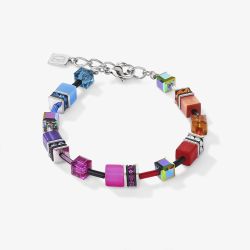 Coeur De Lion GeoCUBE Multicolour Rainbow Silver Crystal Bead Bracelet 2838/30-1520