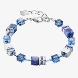 Coeur De Lion GeoCUBE Sodalite & Haematite Blue Bead Bracelet 4017/30-0700